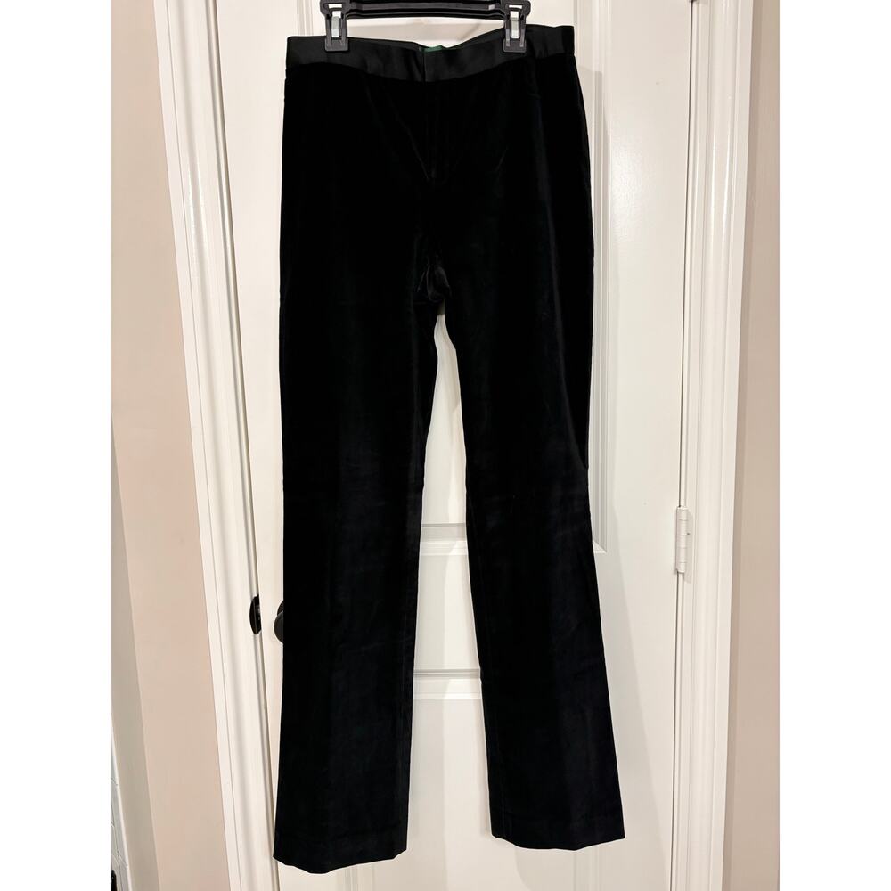Lauren by Ralph Lauren Black Velvet with Satin Trim Stretch Pants Sz 4